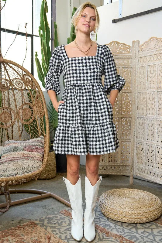 Puff Sleeve Mini Dress