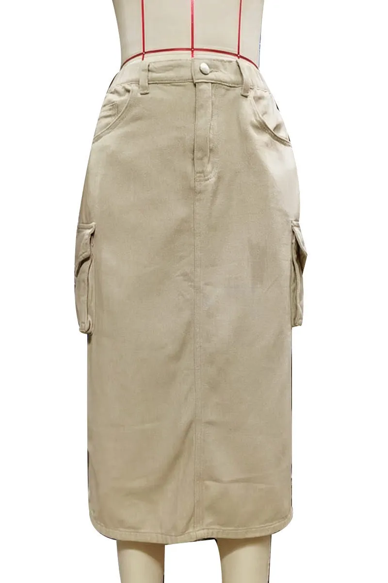 QF802 Denim Pocket Strawstring Skirt