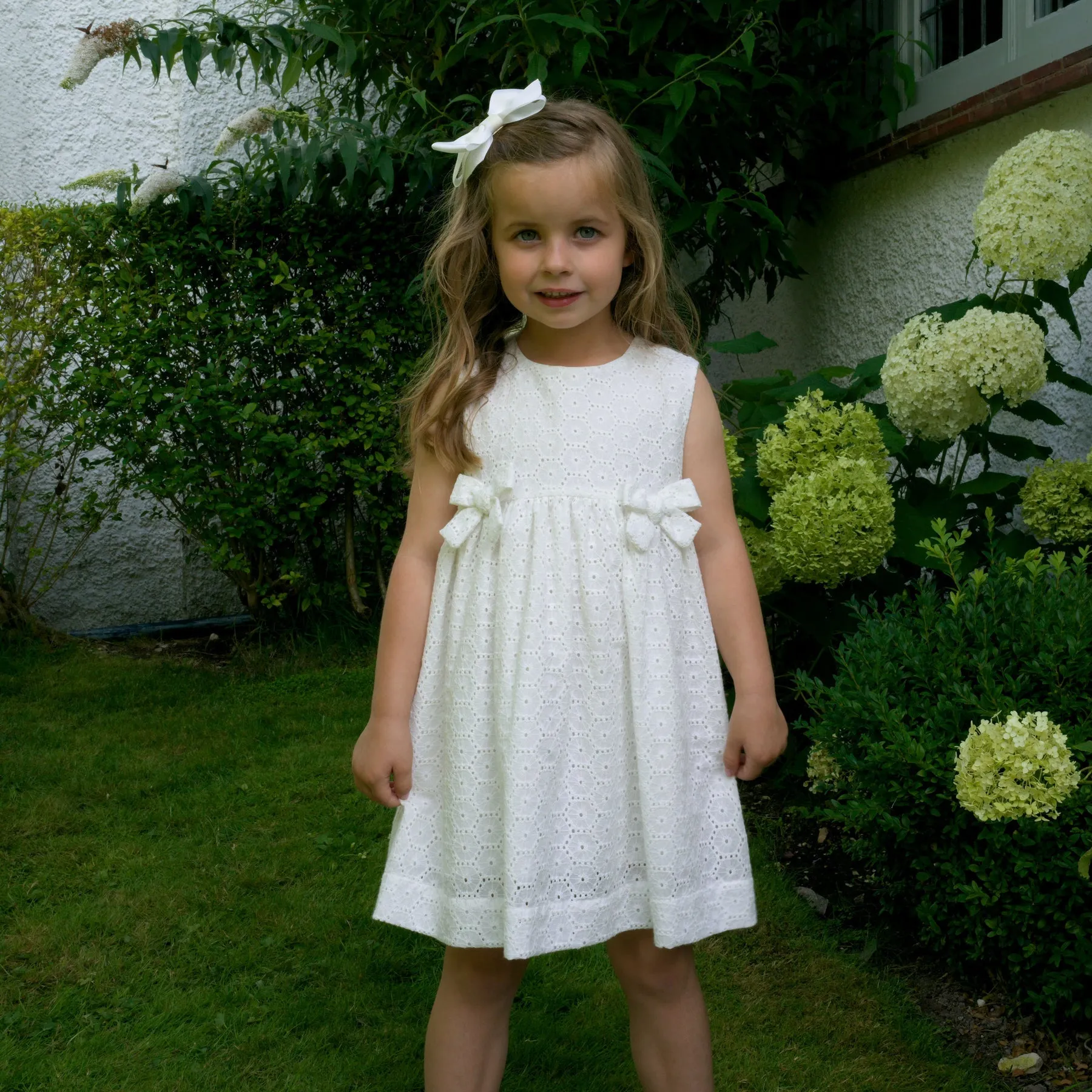 Rachel Riley Bow Eyelet Dress