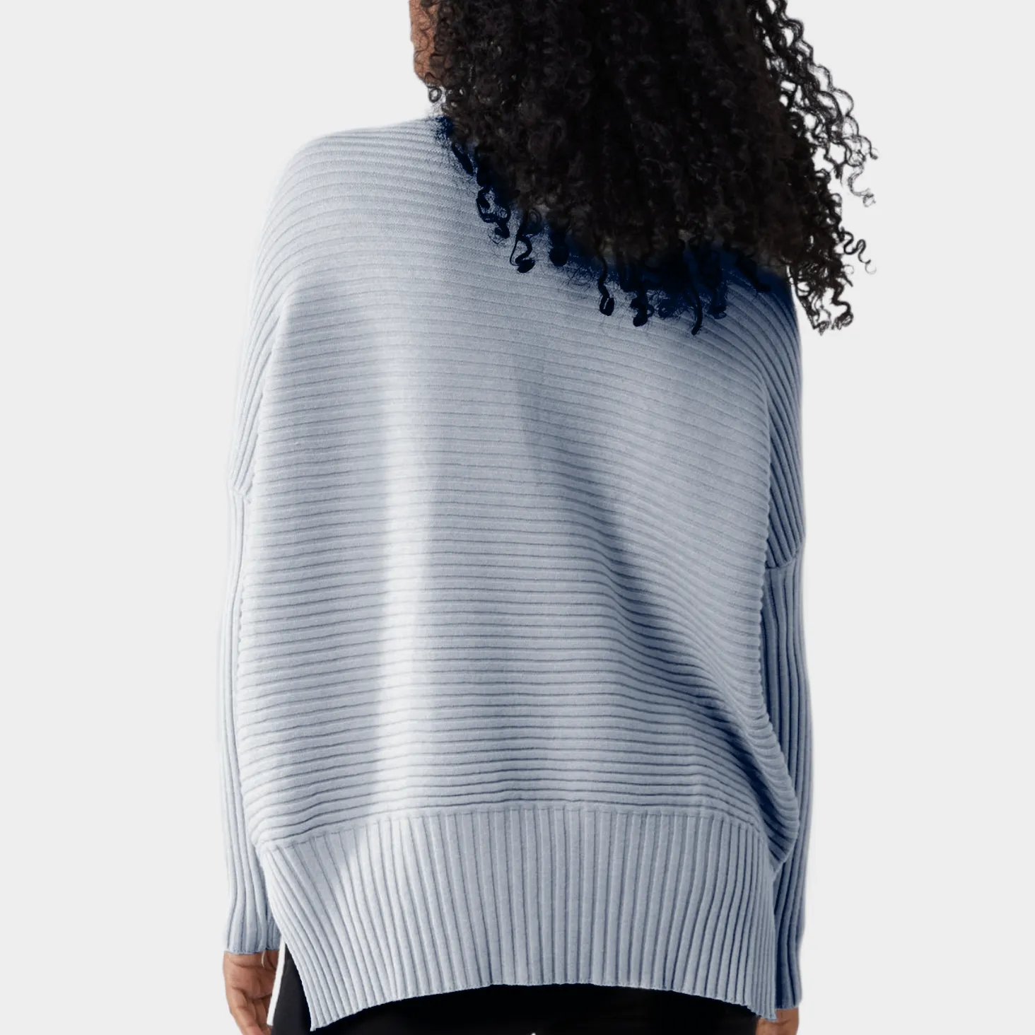 Robyn Ribbed Roll Neck Jumper in Silver