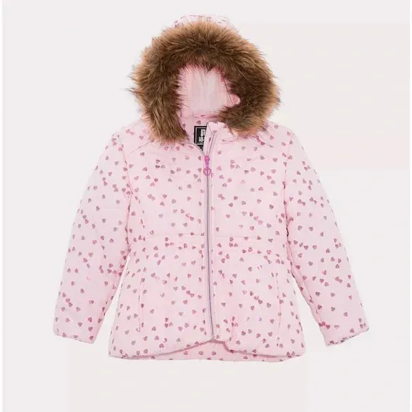 Rothschild Foil Print Puffer Pocket Jacket  Color Pink Hearts Size 3T