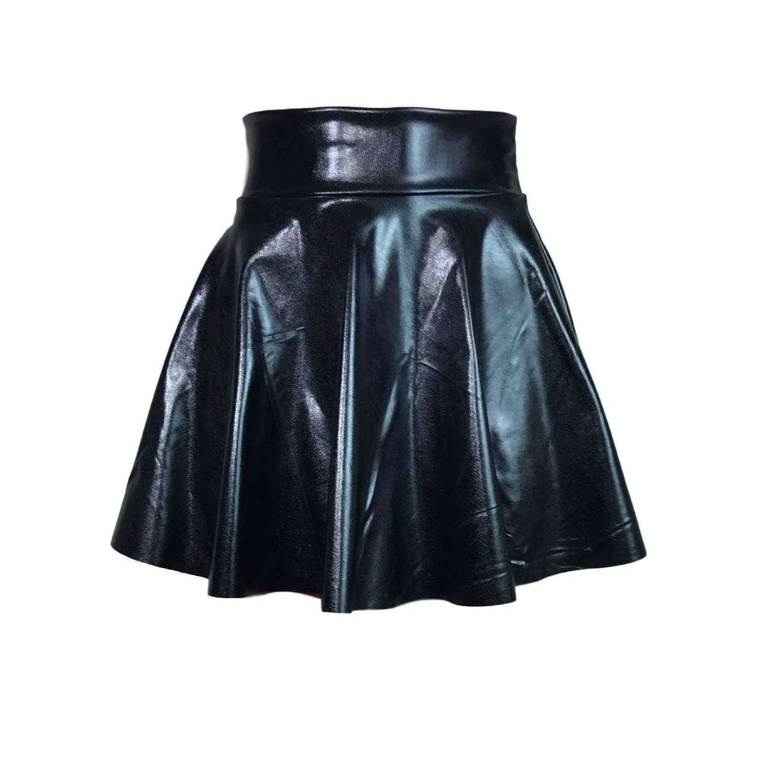 SALE - 3XL Skater Skirt - Black Metallic "Wet Look"