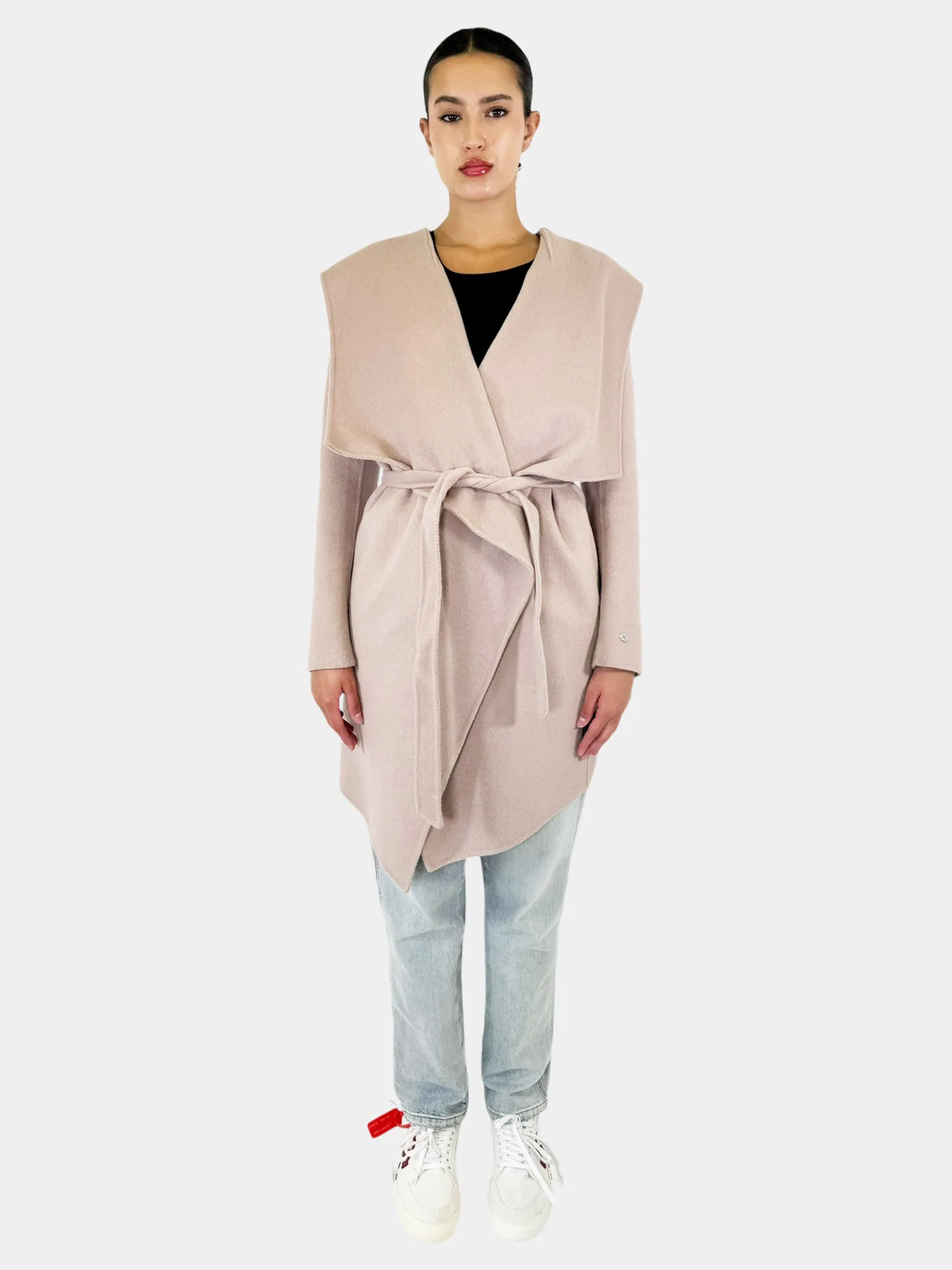 Samia Hooded Asymmetrical Wrap Coat - Size M