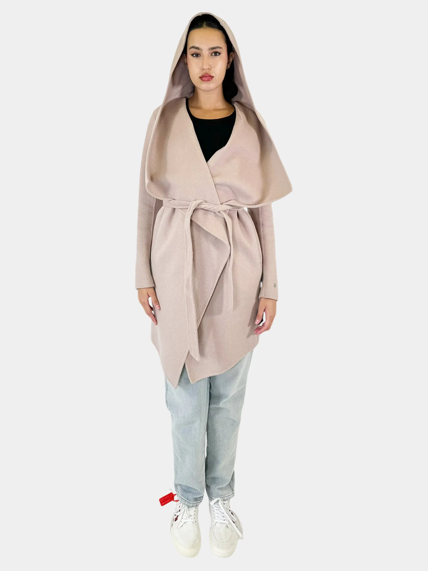 Samia Hooded Asymmetrical Wrap Coat - Size M