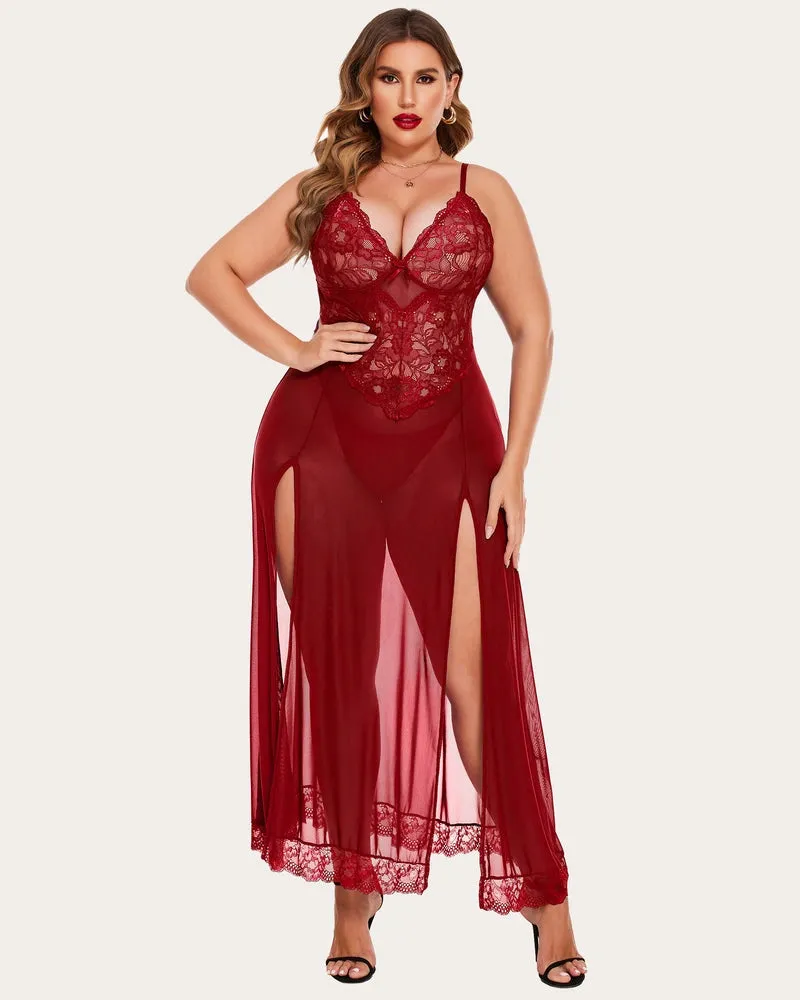 Seductive Sheer Lace Maxi Lingerie