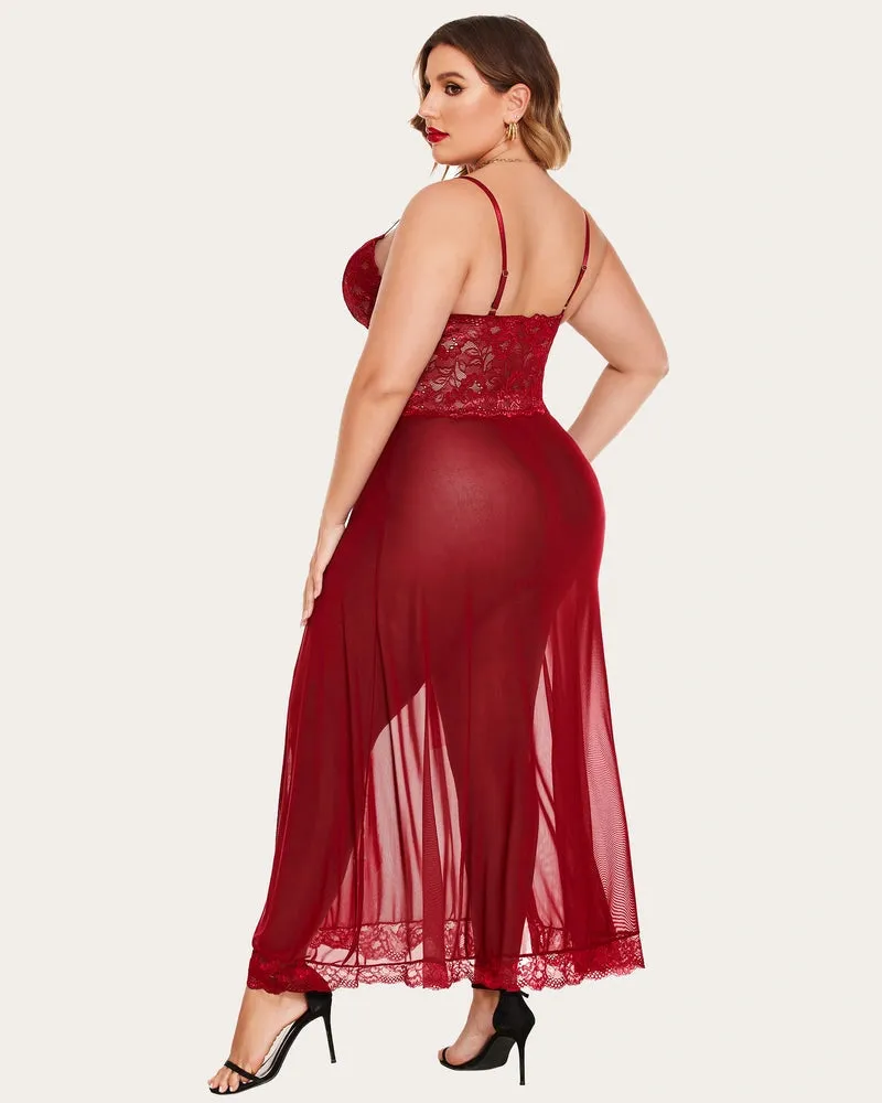 Seductive Sheer Lace Maxi Lingerie