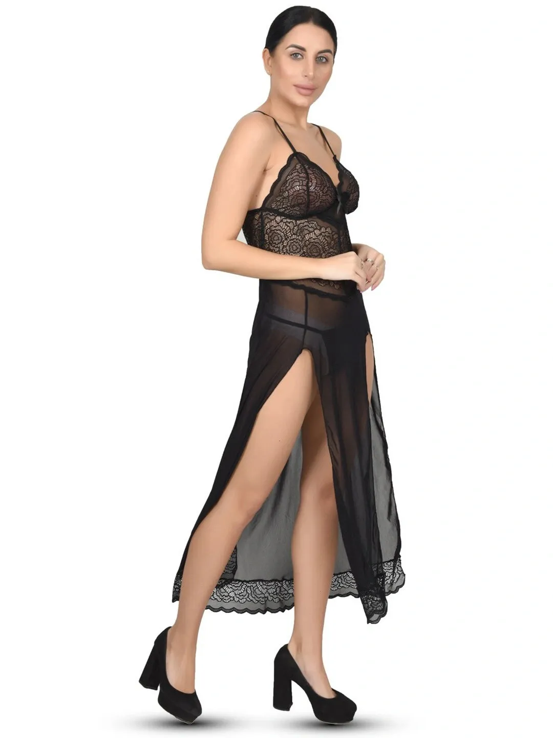 Seductive Sheer Lace Maxi Lingerie