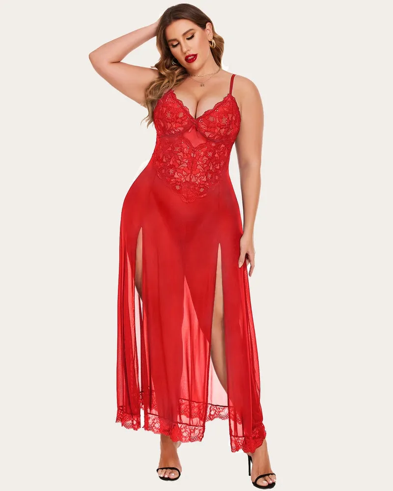Seductive Sheer Lace Maxi Lingerie