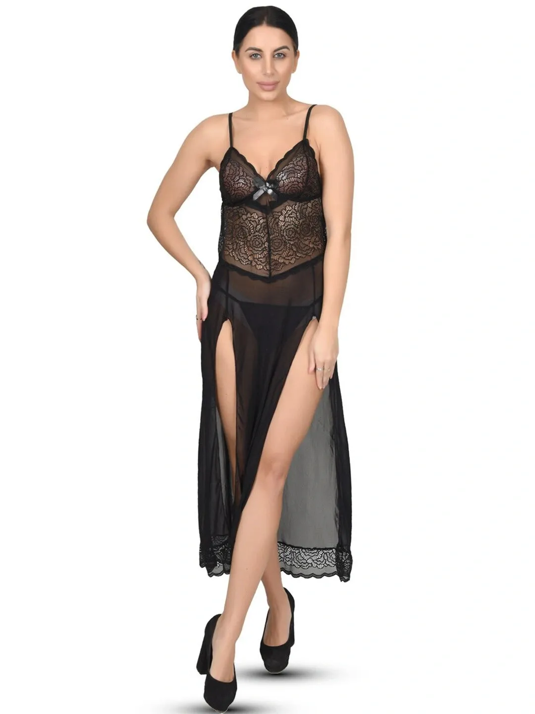 Seductive Sheer Lace Maxi Lingerie