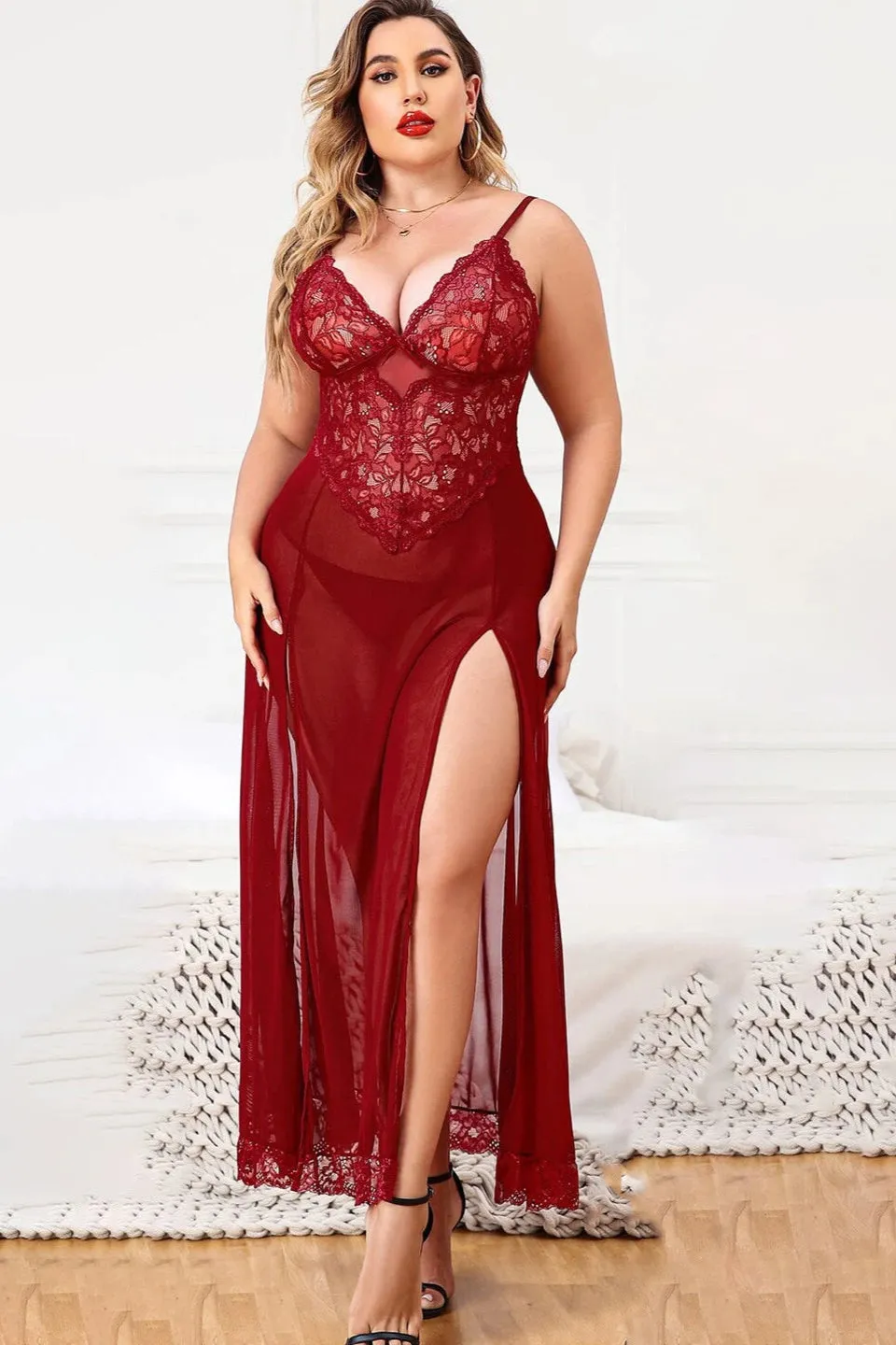 Seductive Sheer Lace Maxi Lingerie