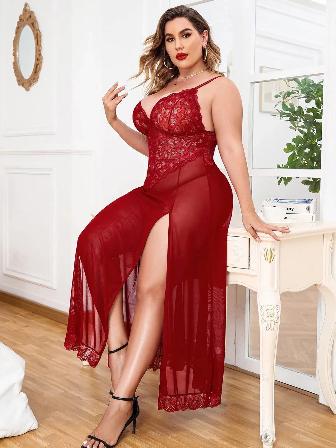 Seductive Sheer Lace Maxi Lingerie
