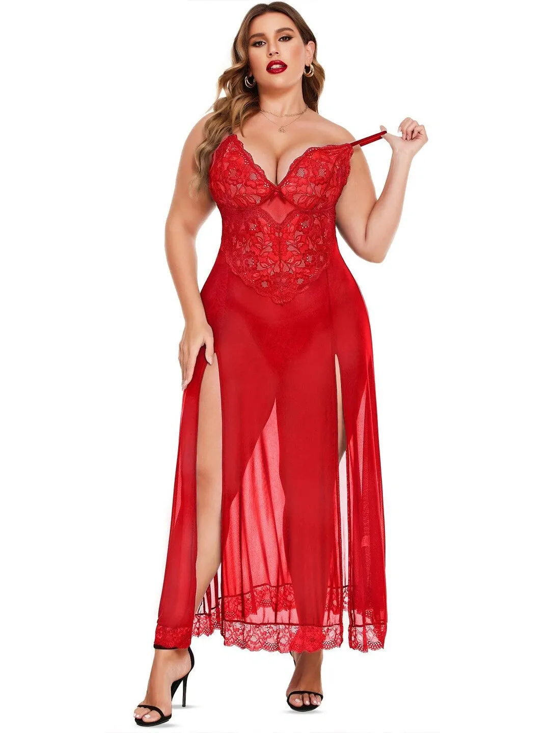 Seductive Sheer Lace Maxi Lingerie