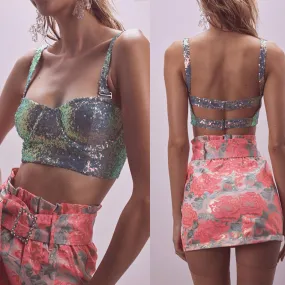 Sequined Sling Crop Top