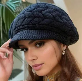 Shein Retro Solid Color Knitted Beret Hat /