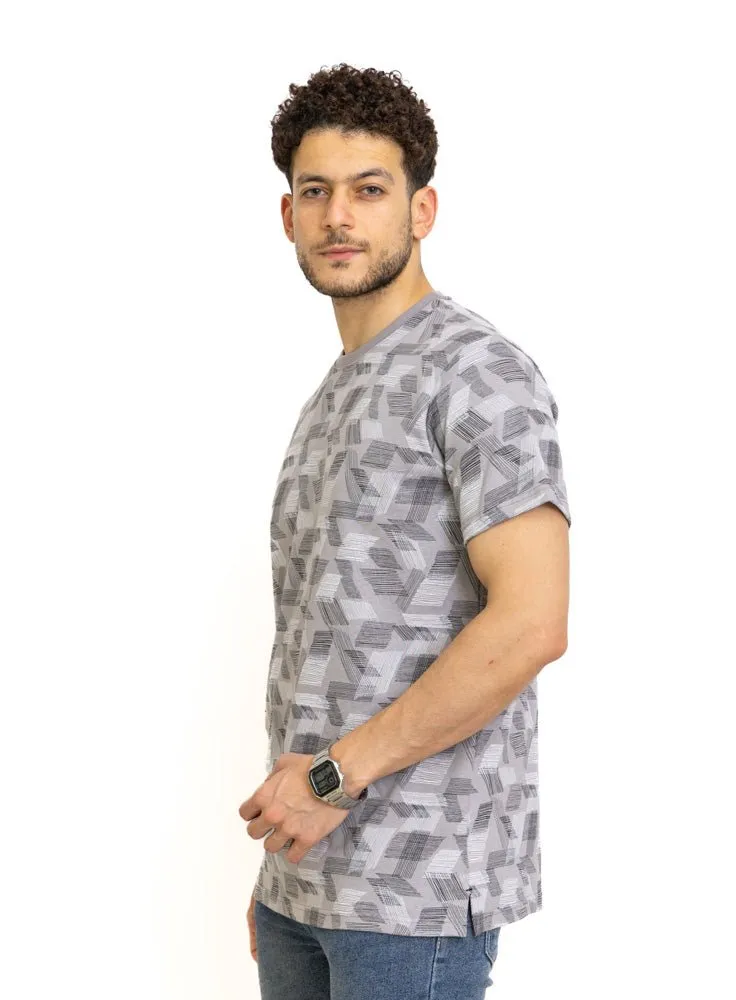 Silver Printed Round T-Shirt Design 2