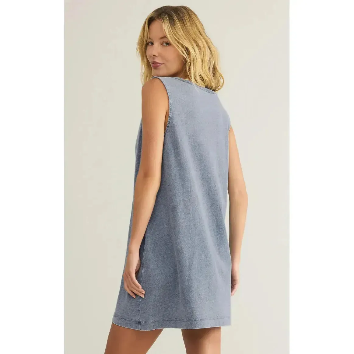 SLOANE V-NECK KNIT DENIM DRESS