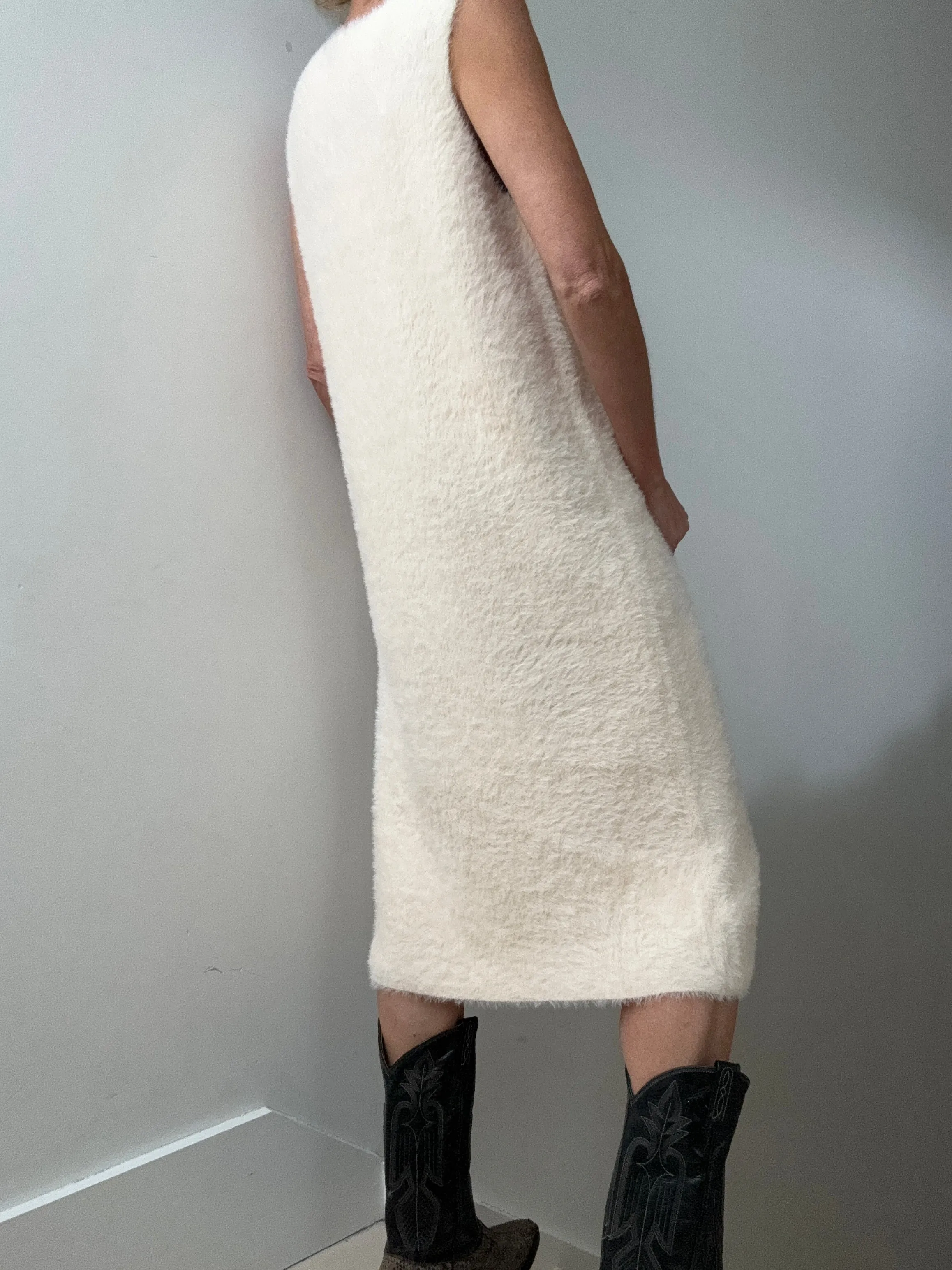 Soft Knit V Neck Dress Soft Blush