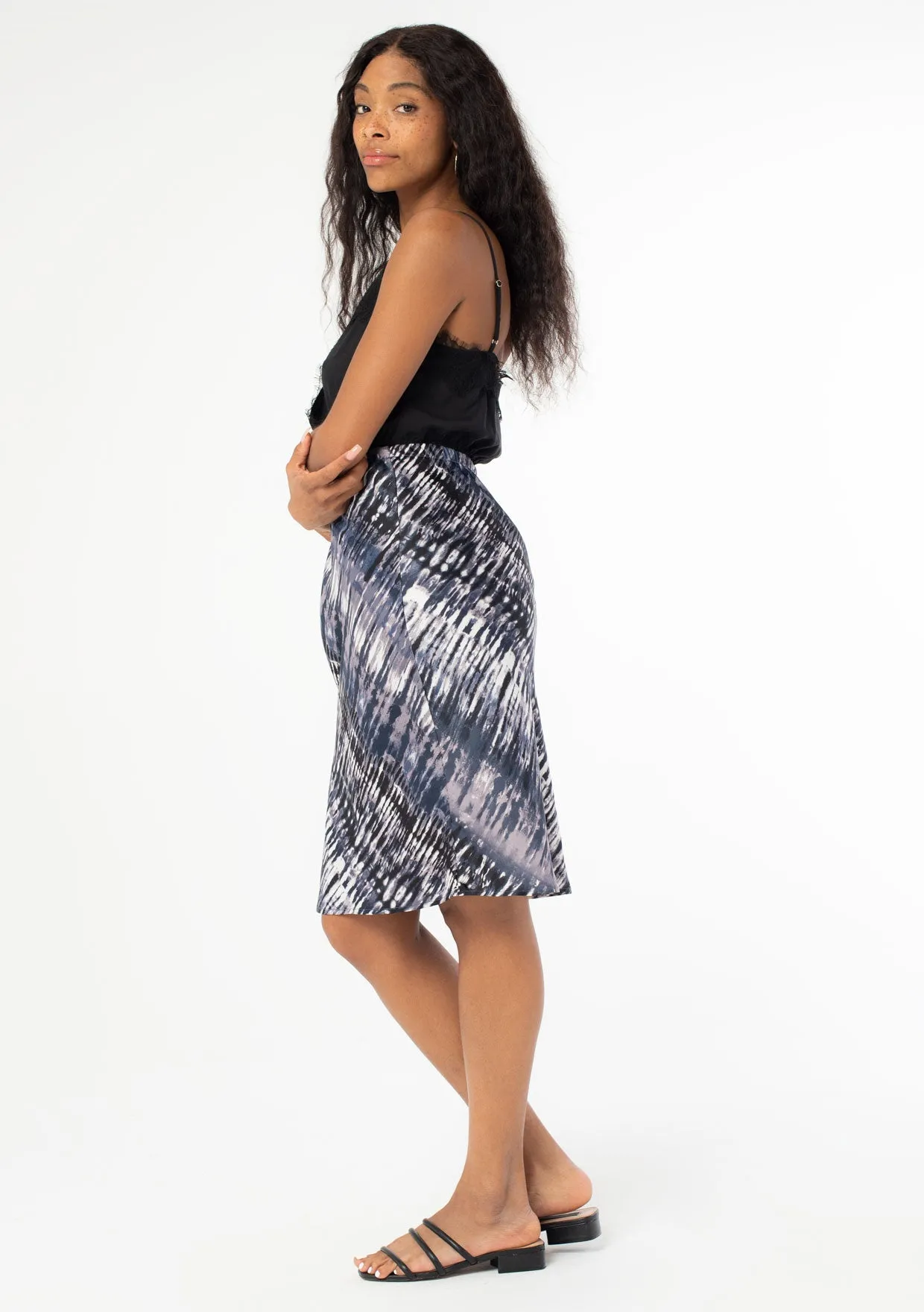 Striped Tie Dye Midi Skirt