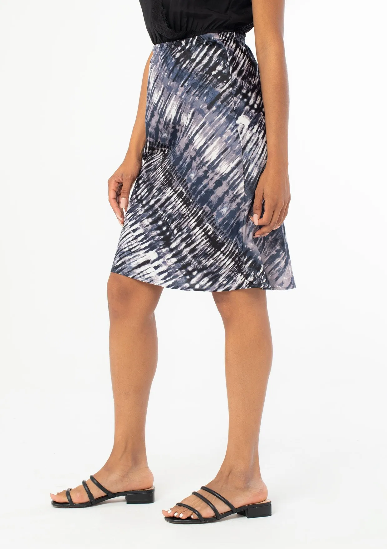 Striped Tie Dye Midi Skirt