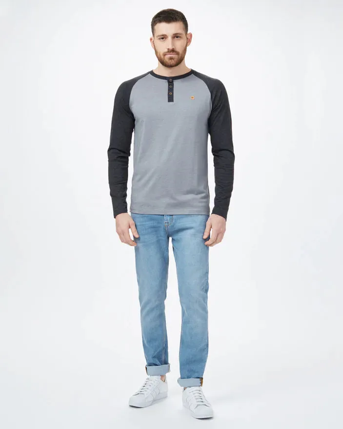 TENTREE TreeBlend Classic Henley Long Sleeve T-Shirt Grey Heather/Meteorite Black Heather