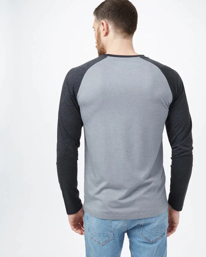 TENTREE TreeBlend Classic Henley Long Sleeve T-Shirt Grey Heather/Meteorite Black Heather