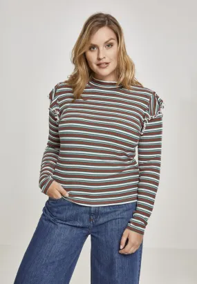 UC Rib Striped Volant Turtleneck L/S