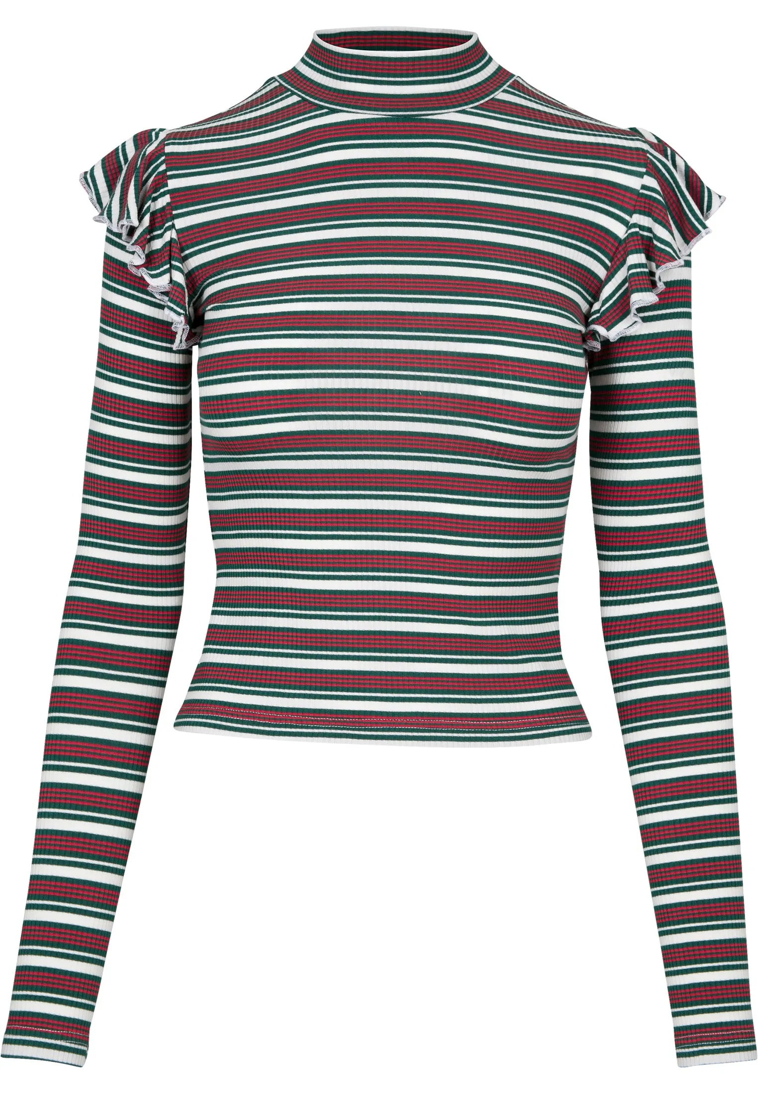 UC Rib Striped Volant Turtleneck L/S