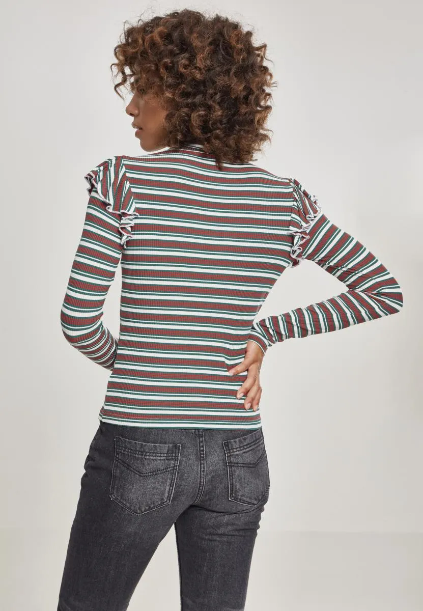 UC Rib Striped Volant Turtleneck L/S