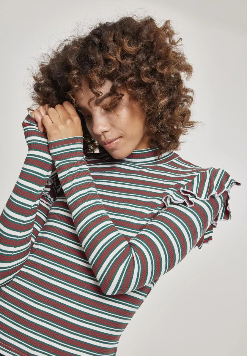 UC Rib Striped Volant Turtleneck L/S
