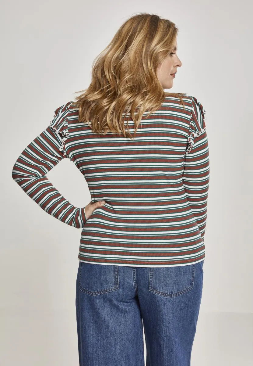 UC Rib Striped Volant Turtleneck L/S