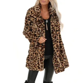 Warm Winter Leopard Faux Fur Jacket