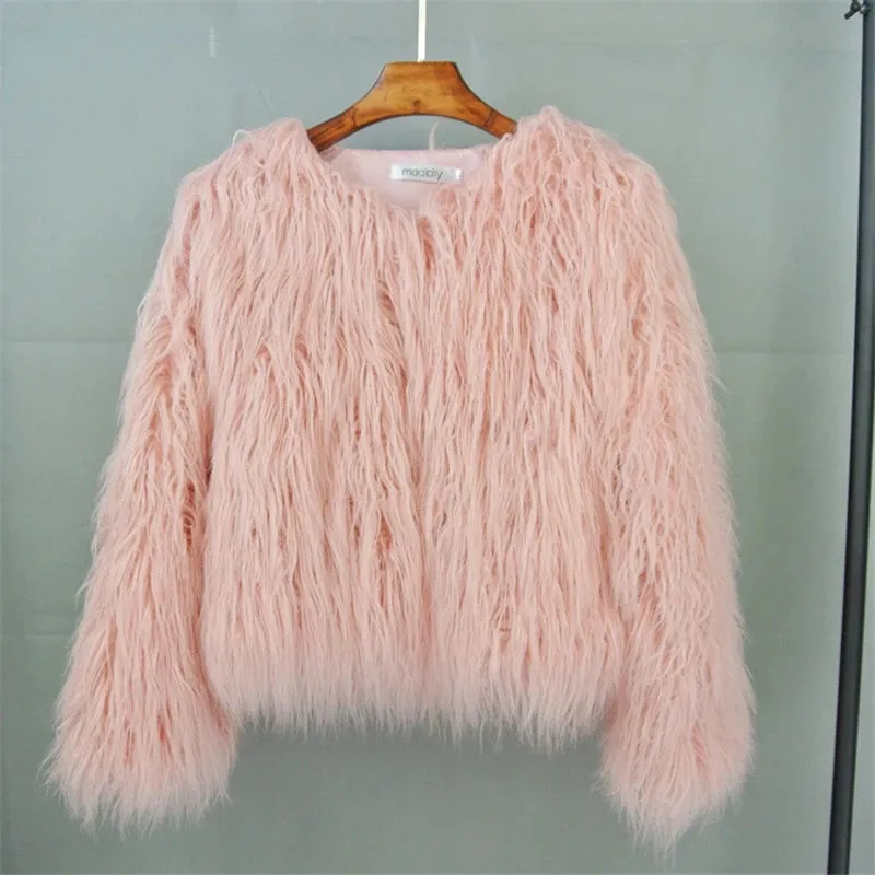 Warm Women's Faux Fur Coat Short Loose Fur Jacket Available in Many Colors