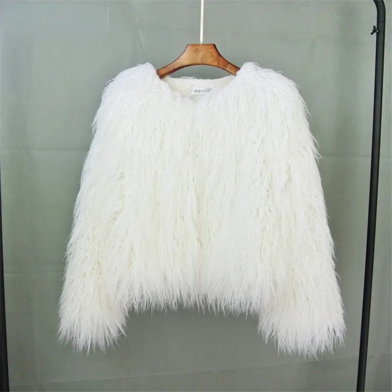 Warm Women's Faux Fur Coat Short Loose Fur Jacket Available in Many Colors