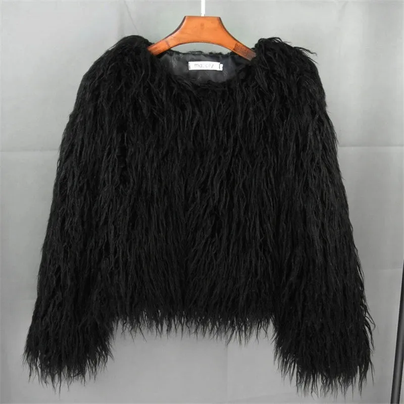 Warm Women's Faux Fur Coat Short Loose Fur Jacket Available in Many Colors
