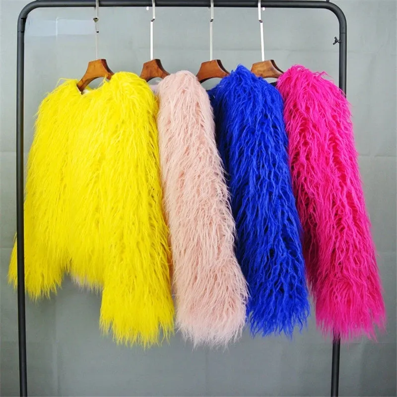 Warm Women's Faux Fur Coat Short Loose Fur Jacket Available in Many Colors