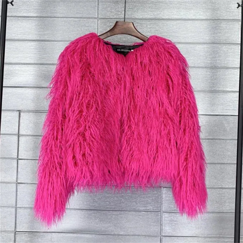 Warm Women's Faux Fur Coat Short Loose Fur Jacket Available in Many Colors