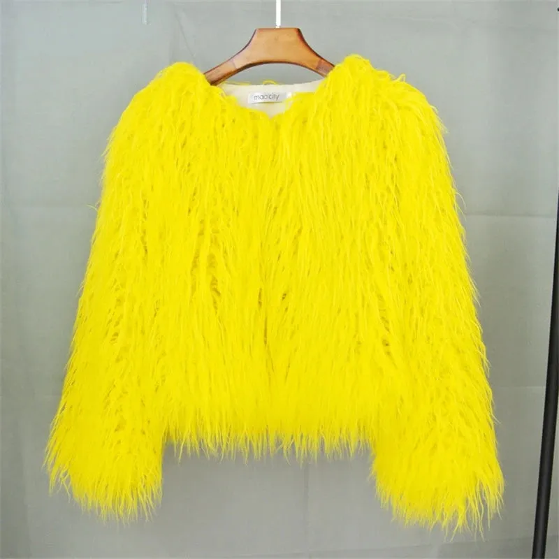 Warm Women's Faux Fur Coat Short Loose Fur Jacket Available in Many Colors