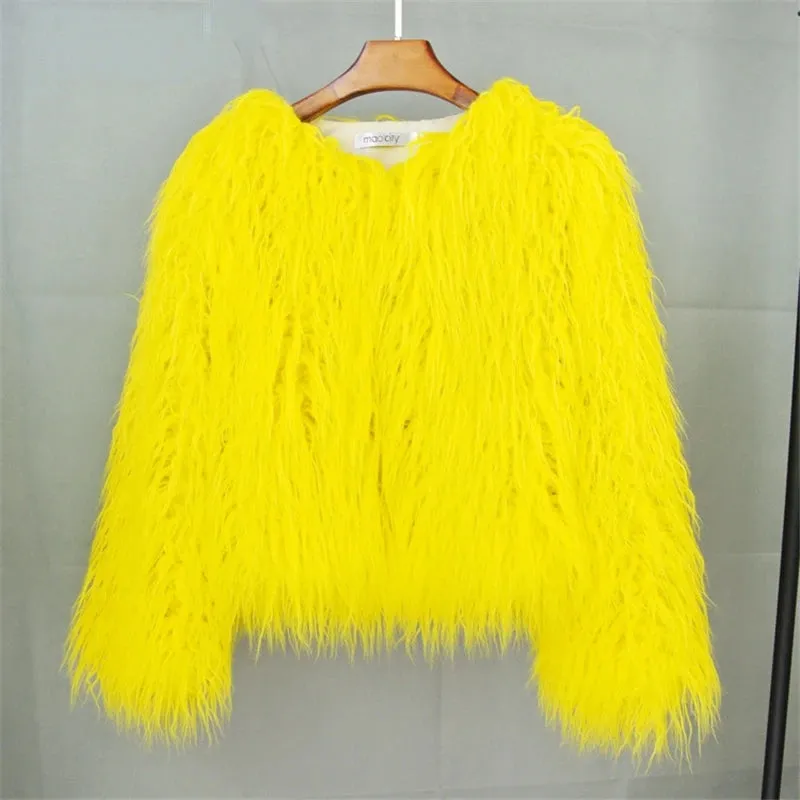 Warm Women's Faux Fur Coat Short Loose Fur Jacket Available in Many Colors