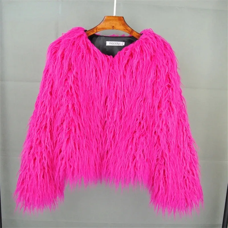 Warm Women's Faux Fur Coat Short Loose Fur Jacket Available in Many Colors