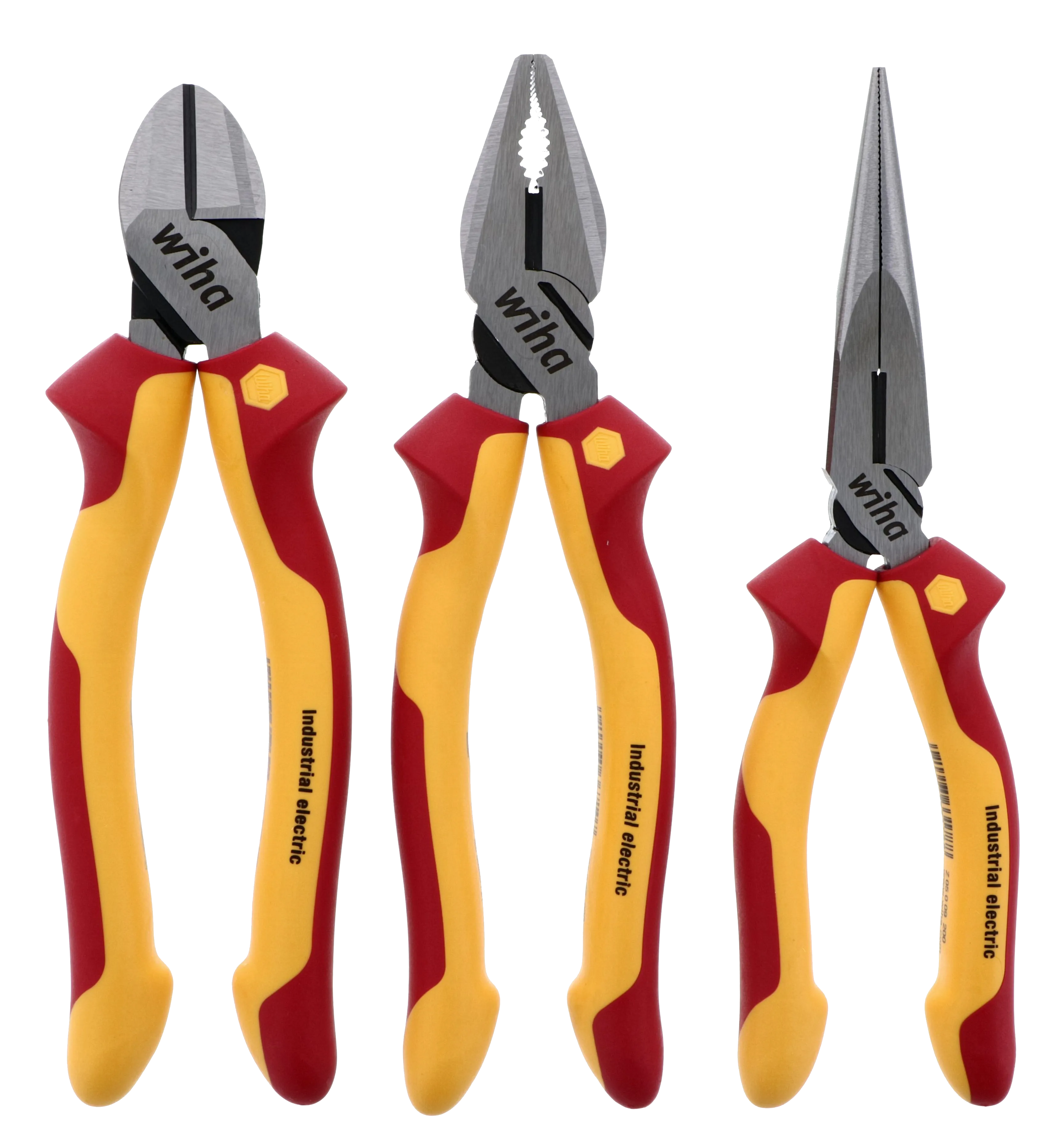 Wiha 32981 3 Piece Insulated Industrial Pliers-Cutters Set