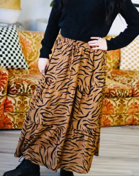 Wild Child Tiger Print Maxi Skirt