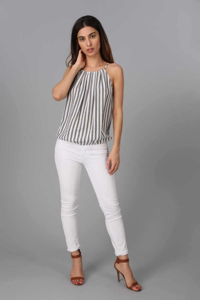 Windsail Kiss - Stripe Top Black