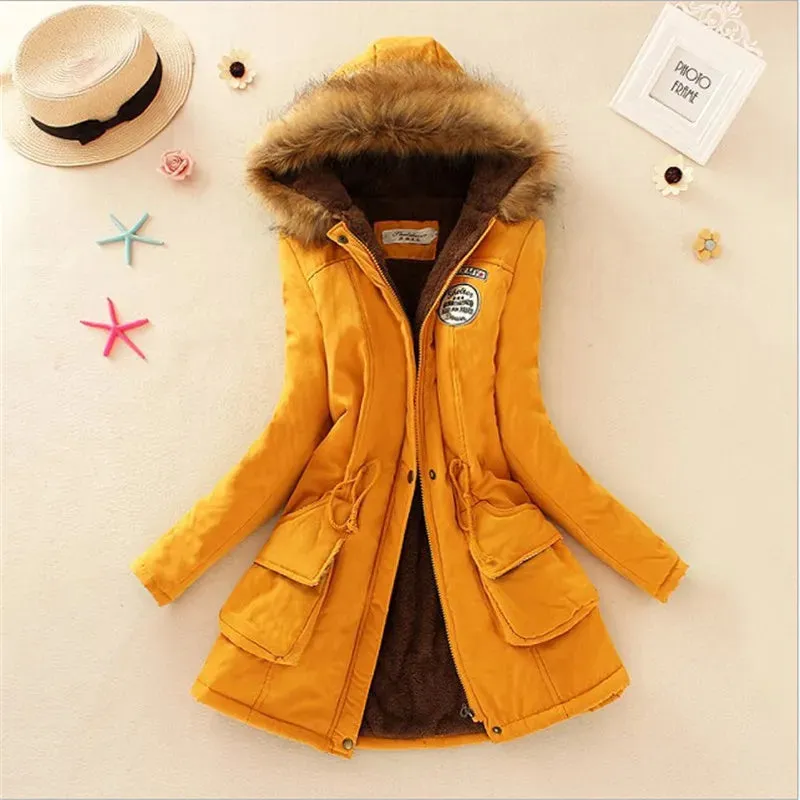 Winter Women Coat 2019 Women's Parka Casual Outwear Military Hooded Fur Coat Down Jackets Winter Coat for Female CC001