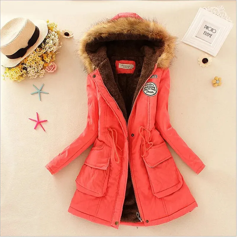 Winter Women Coat 2019 Women's Parka Casual Outwear Military Hooded Fur Coat Down Jackets Winter Coat for Female CC001