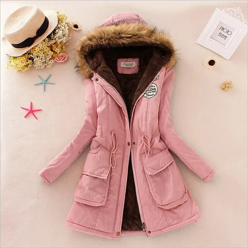 Winter Women Coat 2019 Women's Parka Casual Outwear Military Hooded Fur Coat Down Jackets Winter Coat for Female CC001