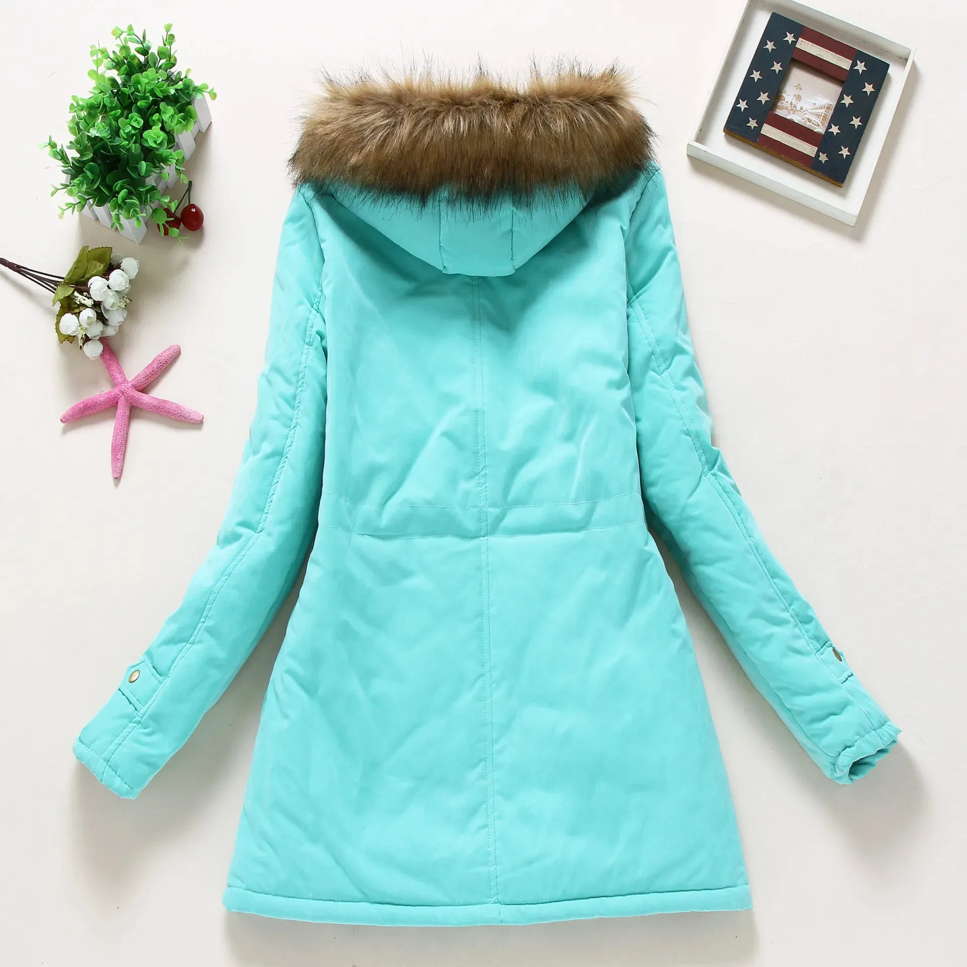 Winter Women Coat 2019 Women's Parka Casual Outwear Military Hooded Fur Coat Down Jackets Winter Coat for Female CC001