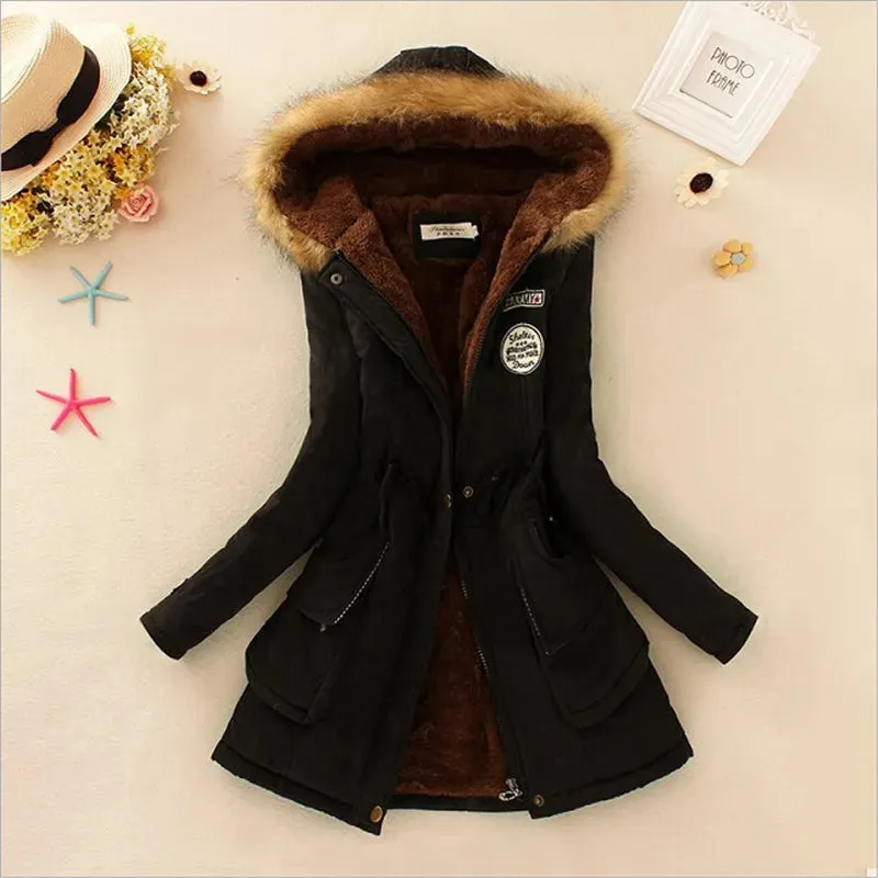 Winter Women Coat 2019 Women's Parka Casual Outwear Military Hooded Fur Coat Down Jackets Winter Coat for Female CC001