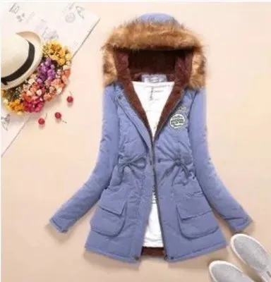 Winter Women Coat 2019 Women's Parka Casual Outwear Military Hooded Fur Coat Down Jackets Winter Coat for Female CC001