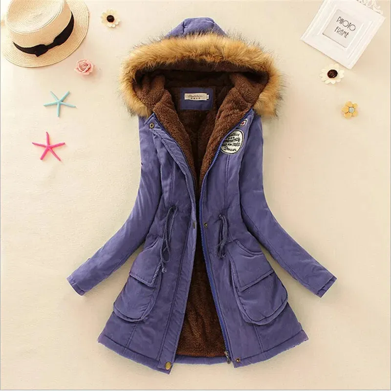 Winter Women Coat 2019 Women's Parka Casual Outwear Military Hooded Fur Coat Down Jackets Winter Coat for Female CC001
