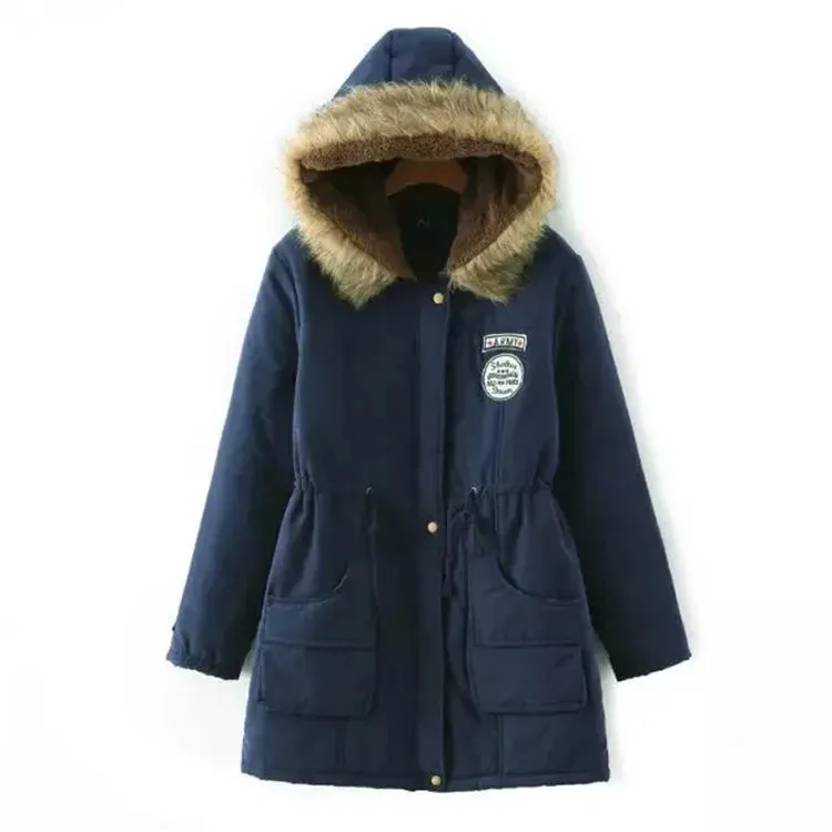 Winter Women Coat 2019 Women's Parka Casual Outwear Military Hooded Fur Coat Down Jackets Winter Coat for Female CC001